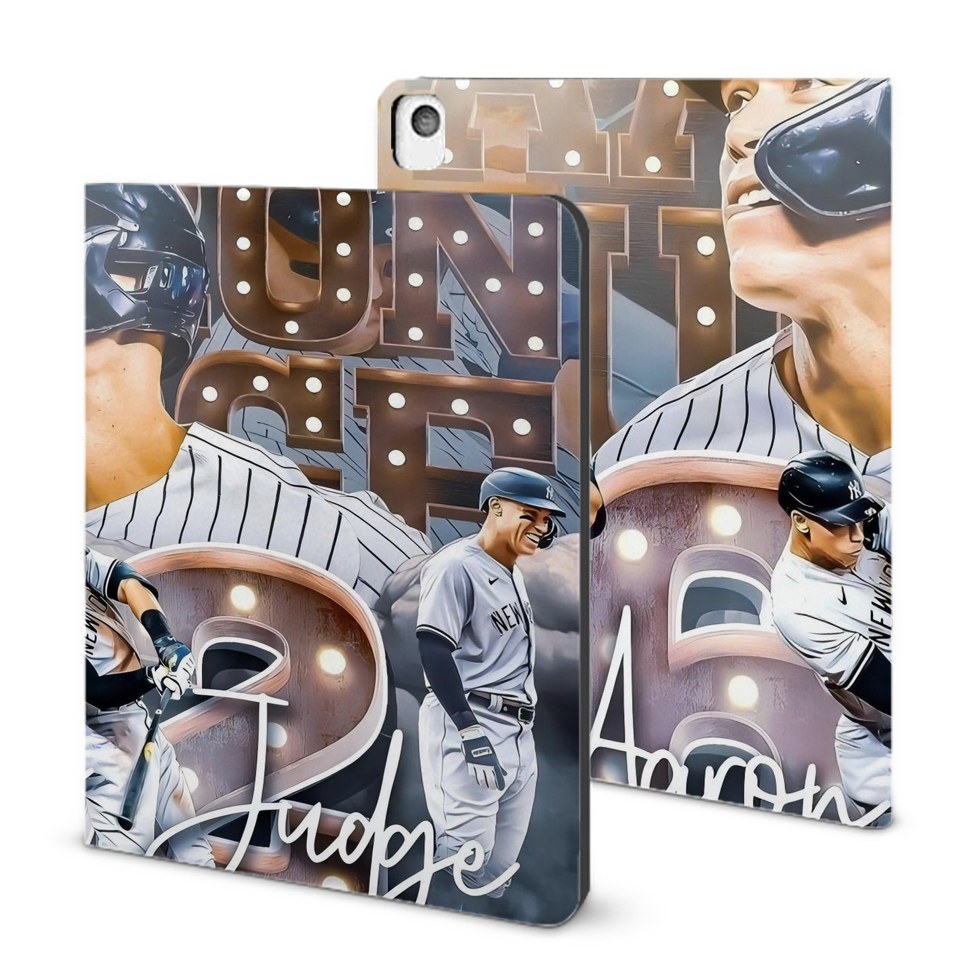 Aaron Judge 62 Home Runs IPad Book-Style Case With Pencil Slot – Slim PU & TPU Cover – Full Protection, Precise Fit, Water & Scratch Resistant